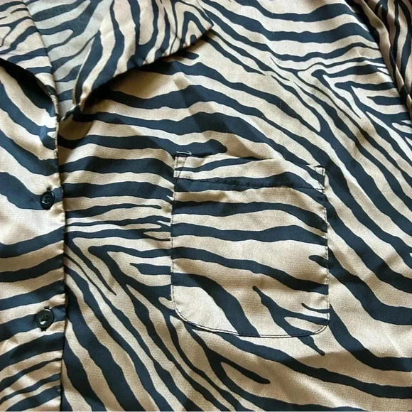 Nasty Gal Don’t Tail A Soul Satin Tiger Oversized Button Down Shirt Size 4 - Picture 4 of 6